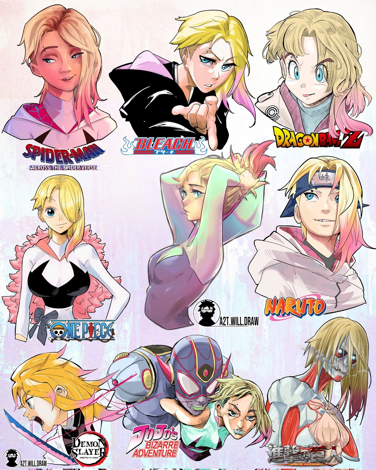 Artista desenha Gwen Stacy no estilo de Naruto, Dragon Ball, One Piece e  mais animes famosos