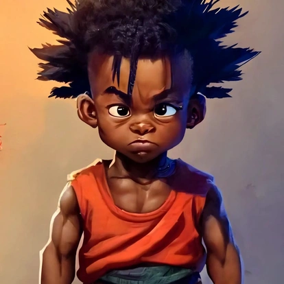 Desenha sangoku com negro africano apresenta o personagem