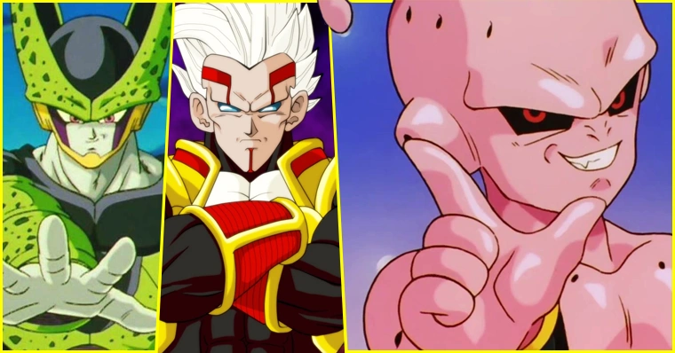 De Dragon Ball: Goku, Vegeta, Majin Boo, Freeza e os personagens