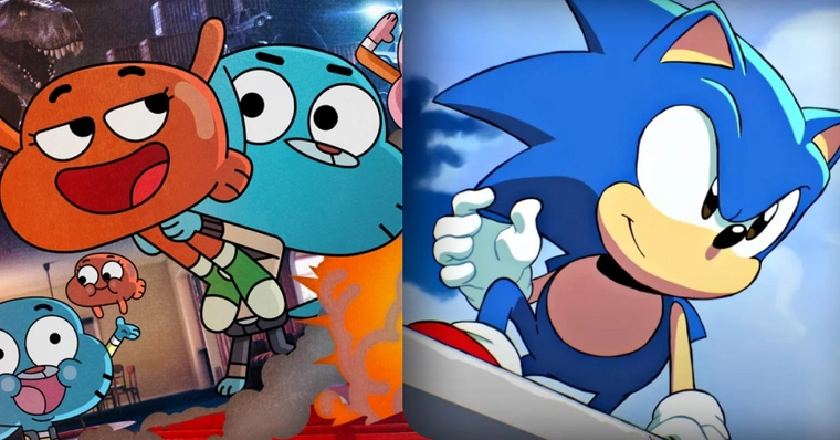 Arte imagina personagens de O Incrível Mundo de Gumball como Sonic
